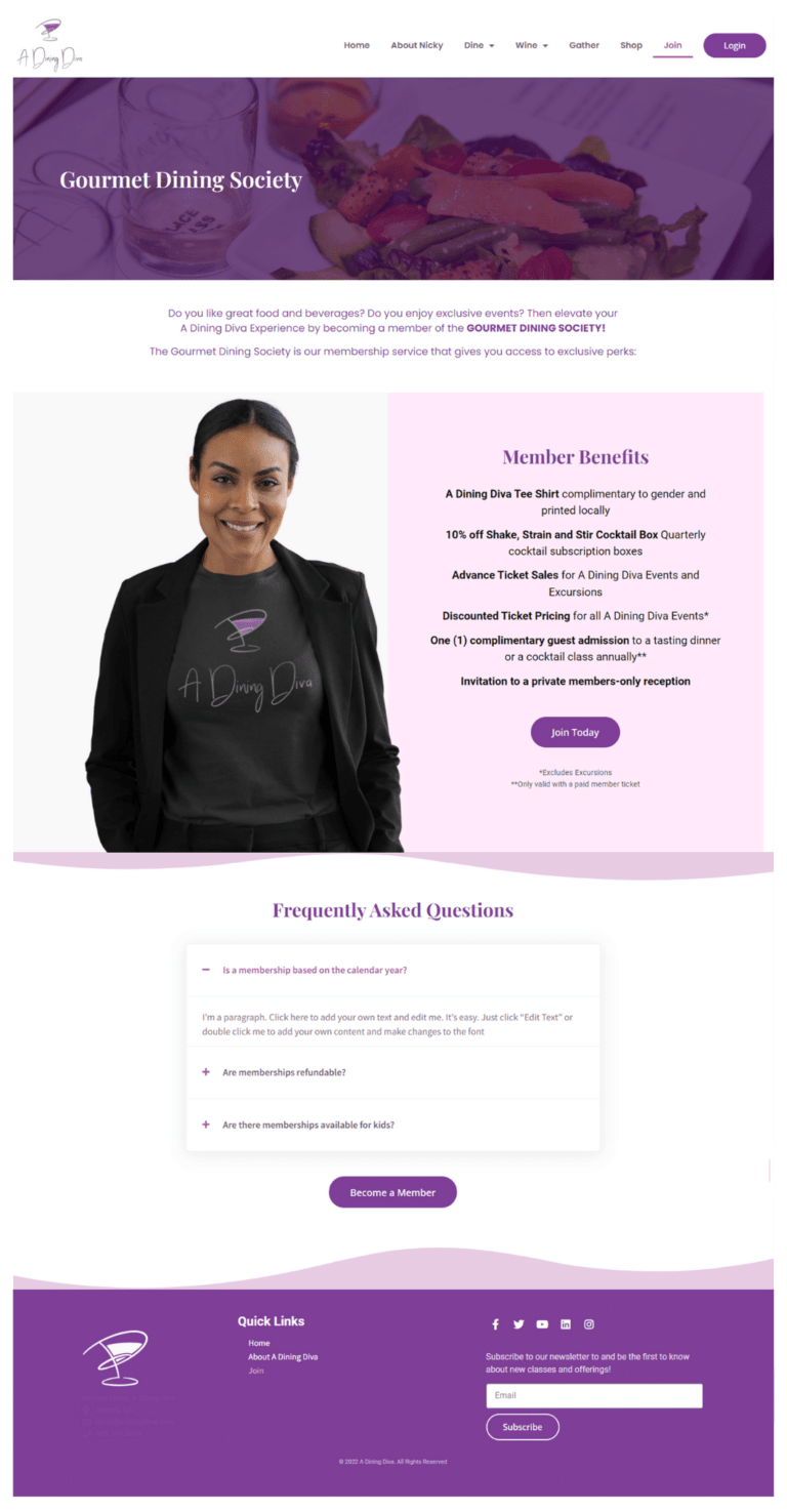 WordPress Portfolio Example - Purple Themed Chef Website